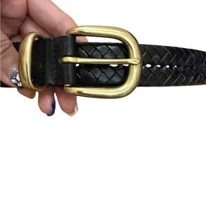 Coach Dark Brown Braided Belt with Gold Buckle